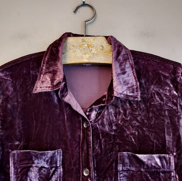Splendid Moonstone Long Sleeve Velvet Button Front Shirt Top Size XS - Picture 5 of 9